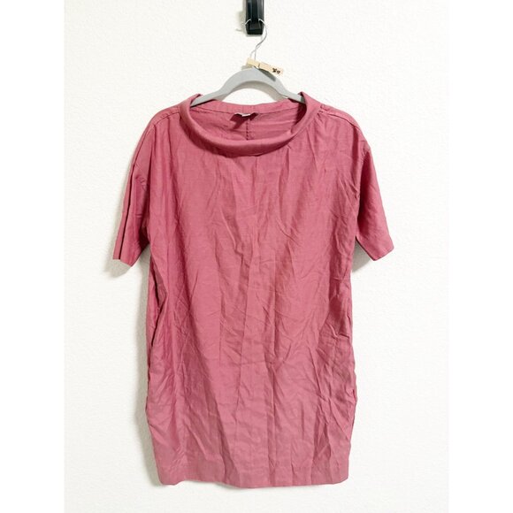 COS Womens Folded Collar Draped Shift Dress Short Sleeve Mauve Rose Pink Size 8 - Picture 3 of 8